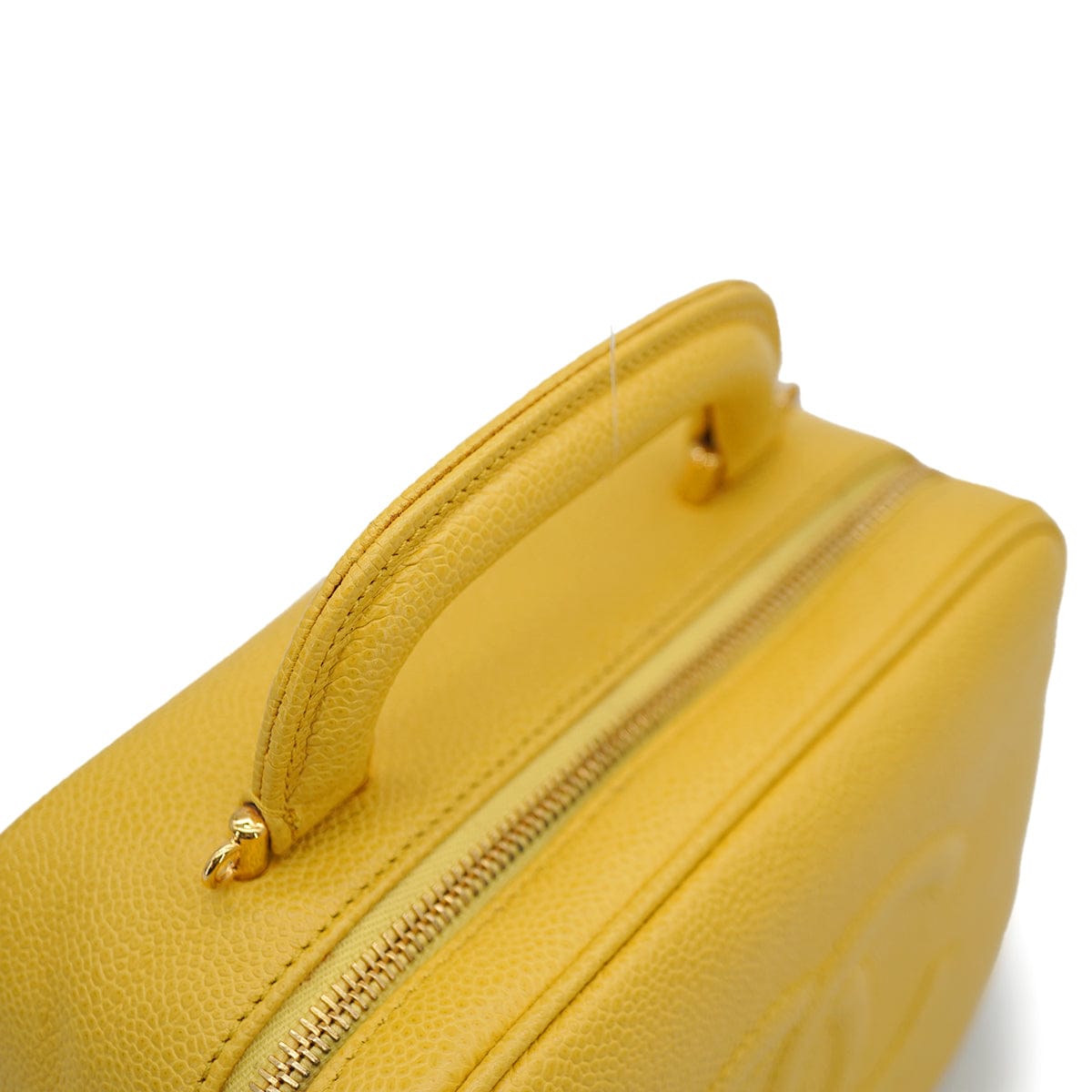 Luxury Promise VINTAGE CHANEL VANITY HAND SHUOLDER BAG YELLOW CAVIAR SKIN GOLD HARDWARE 90335288