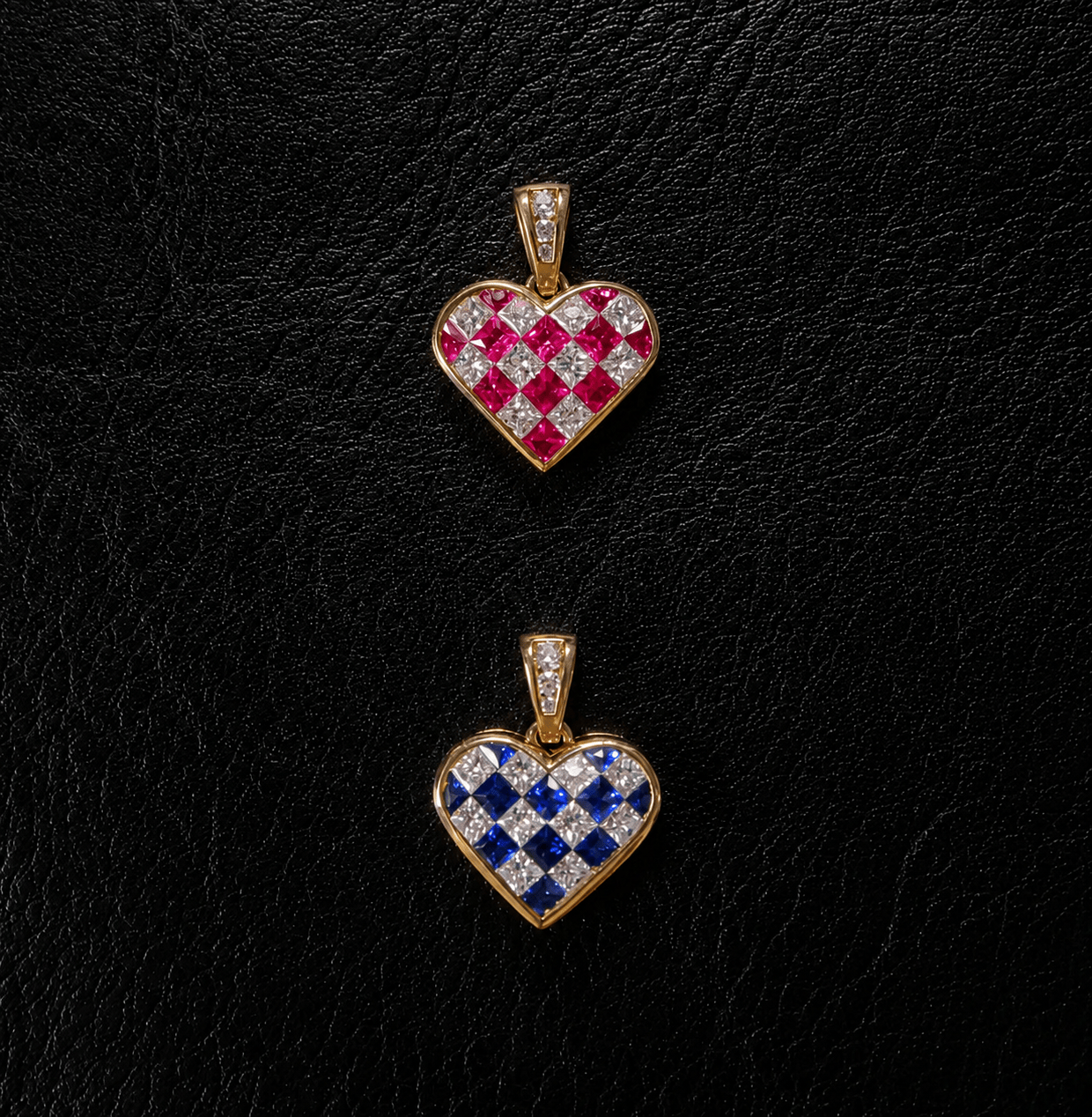 Luxury Promise WEAREDIA Queen s Gambit Pendant in 14K, Natural Ruby and Diamonds JJC1207 DIA002