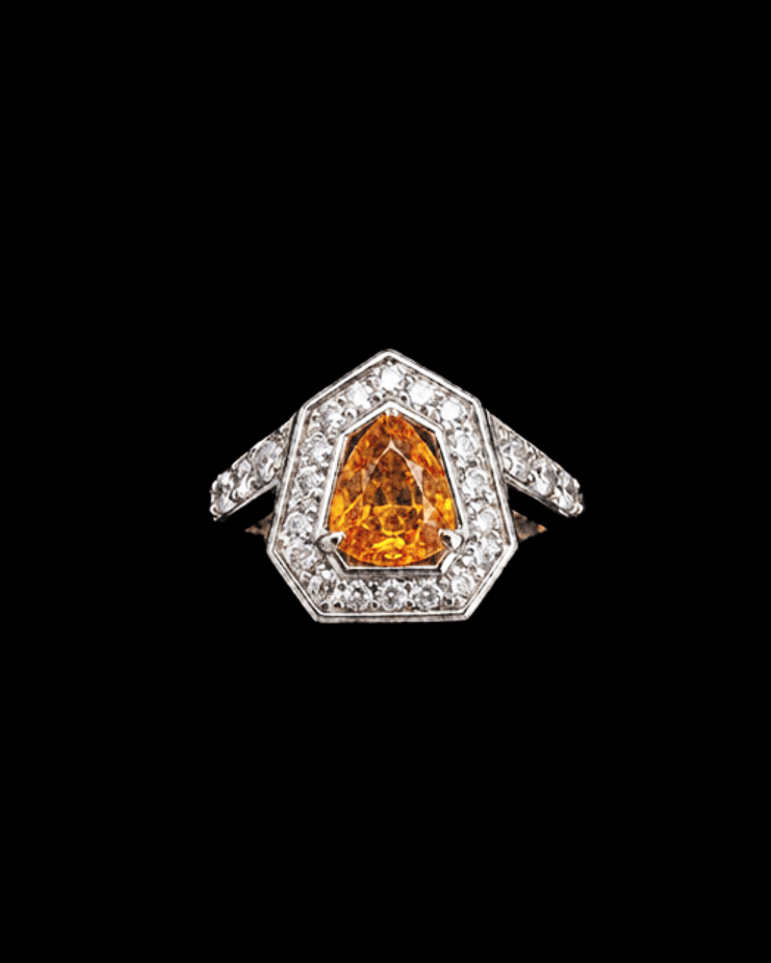 Luxury Promise Yellow Sapphire Ring in Pt900 / S1.21ct / D0.62ct 5829 JJC0682