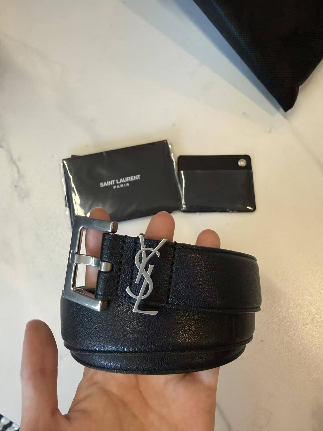 Luxury Promise Ysl black belt new with box