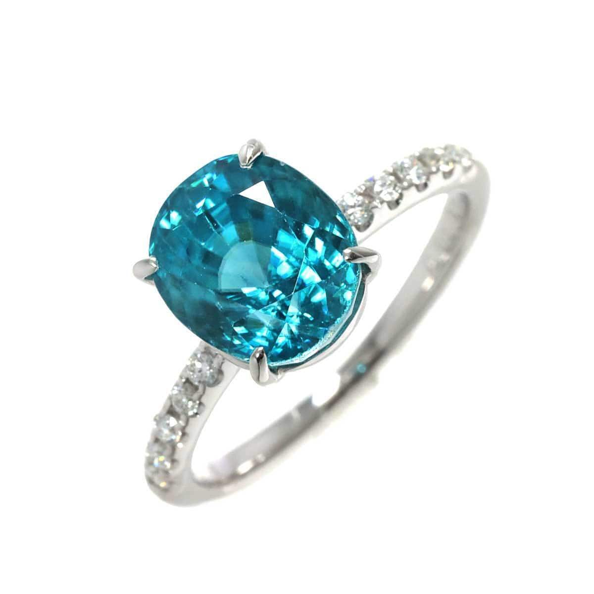 Luxury Promise zircon 4.90ct Diamond 0.15ct Ring 18K K18 WG 750 size5.25(US) 90216821