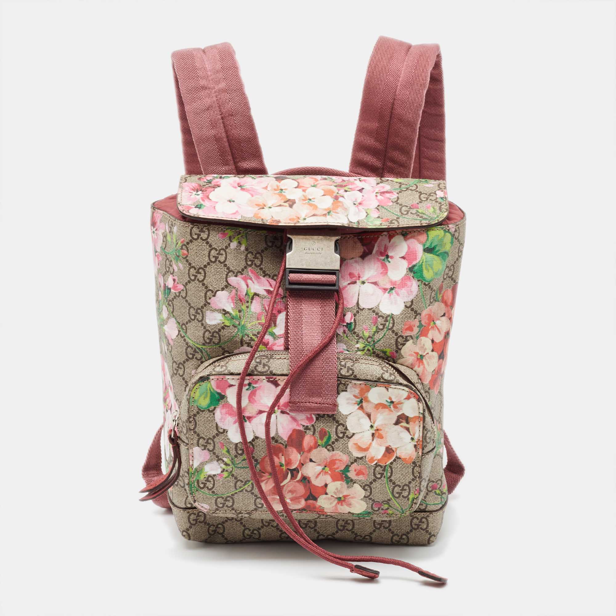 LuxuryPromise Gucci Beige/Pink GG Blooms Supreme Canvas and Suede Backpack ASCLC2014