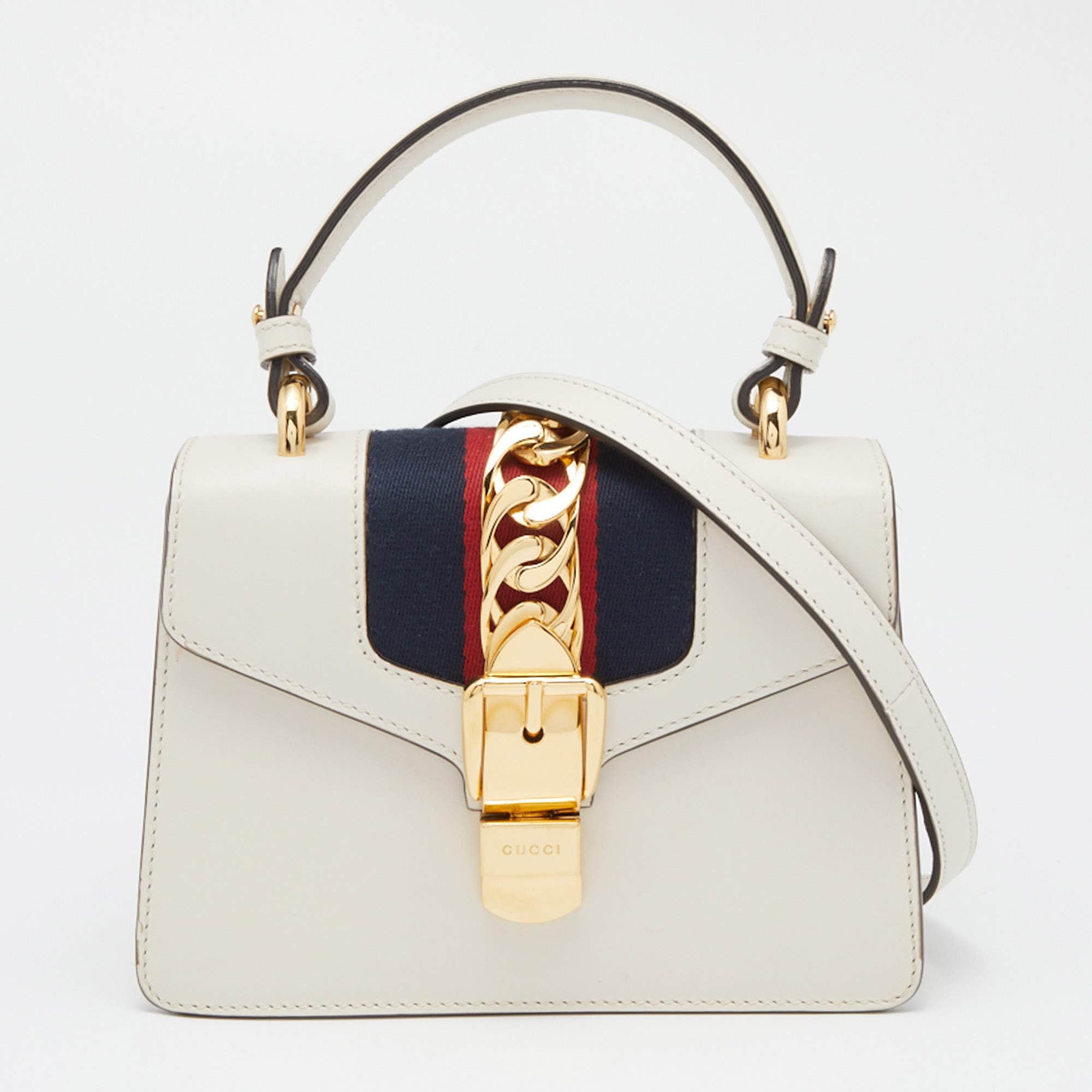 LuxuryPromise Gucci Off White Leather Mini Sylvie Top Handle Bag ASCLC2016