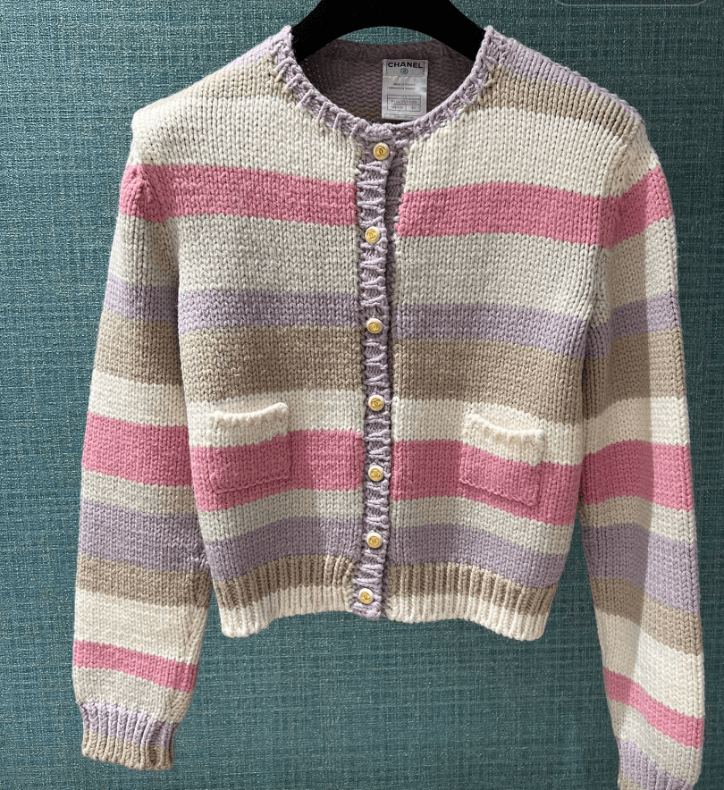 LuxuryPromise CHANEL stripe pink/ purple cardigan FT00177