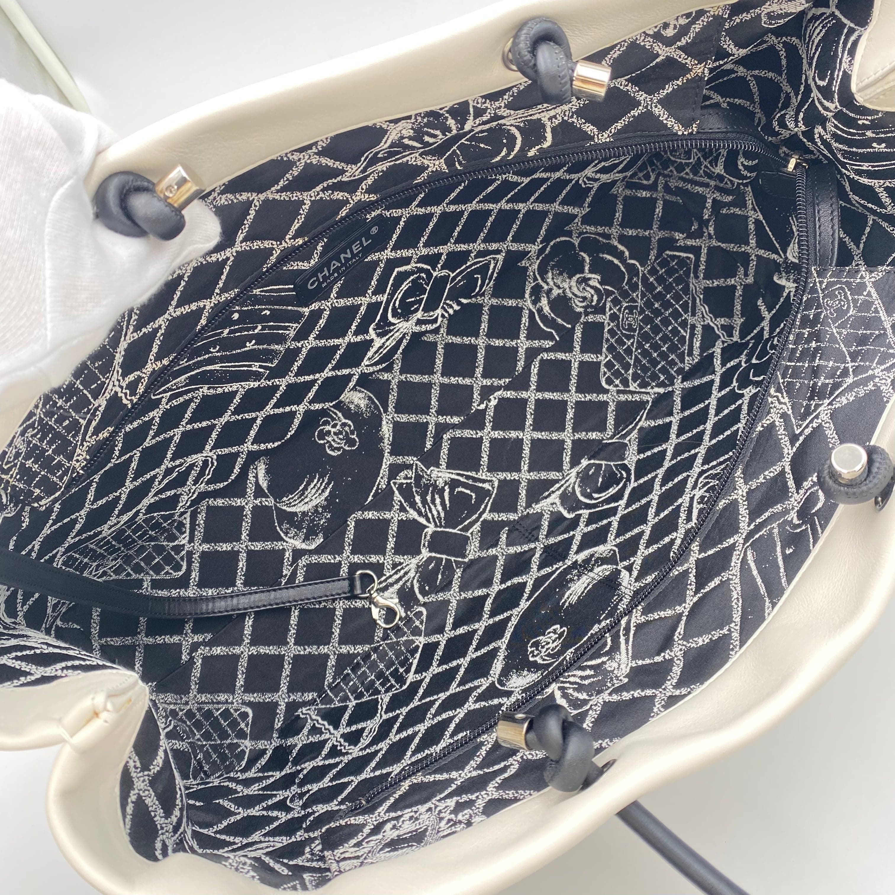 LuxuryPromise CHANEL VINTAGE ESSENTIAL TOTE HAND BAG WHITE CALF SKIN 90198155