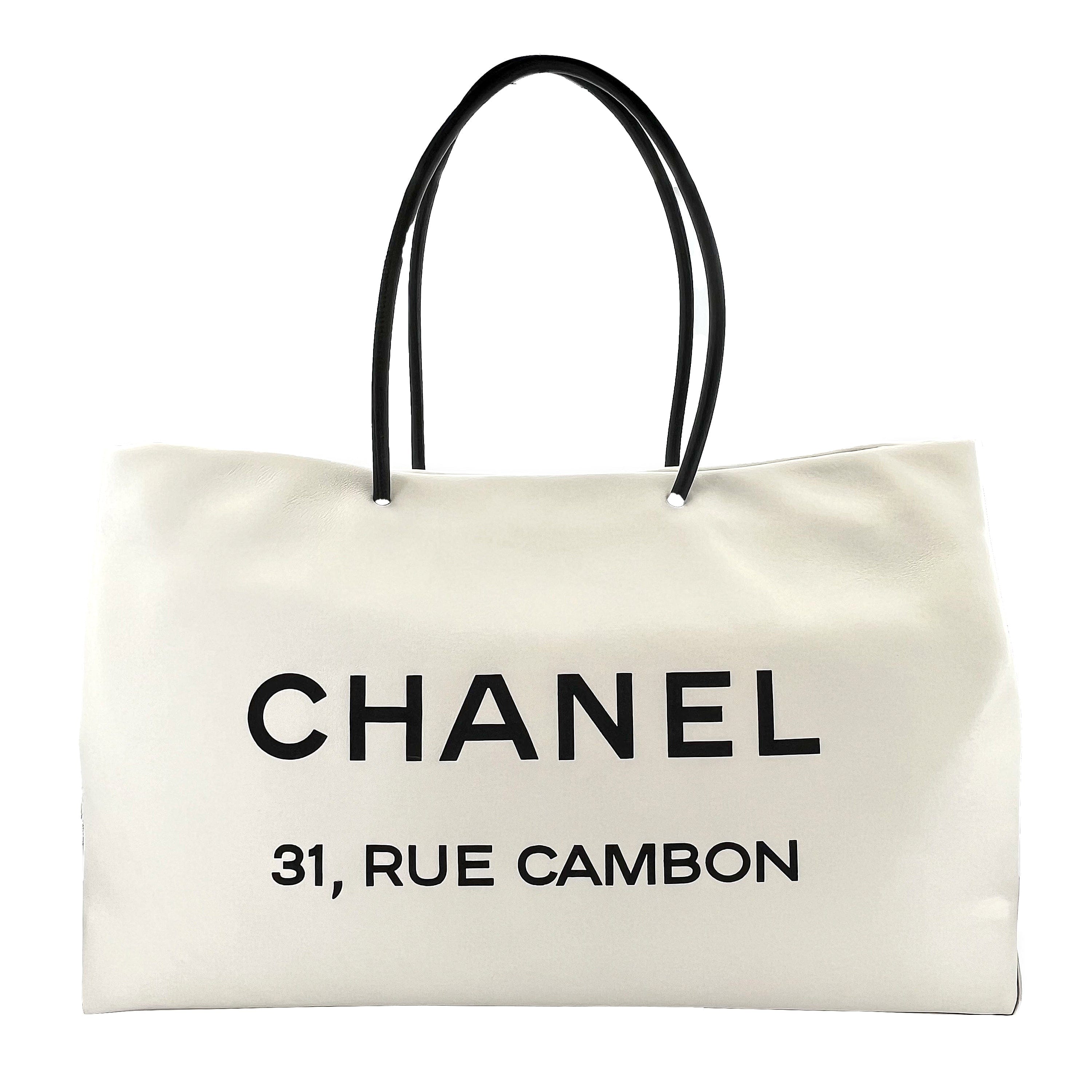 LuxuryPromise CHANEL VINTAGE ESSENTIAL TOTE HAND BAG WHITE CALF SKIN 90198155