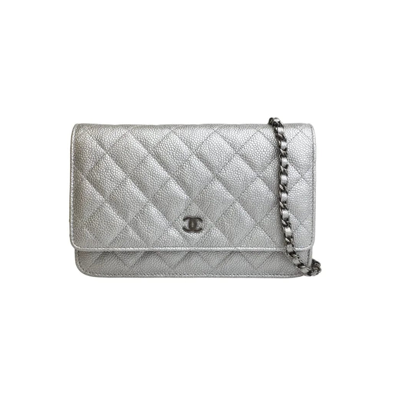 Silver chanel wallet on a chain new arrivals