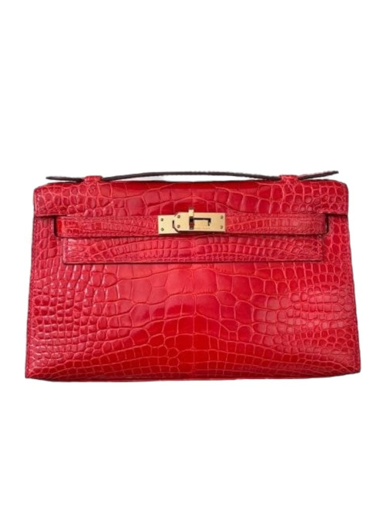 LuxuryPromise Hermes Kelly Pochette Geranium Shiny Alligator PBHW #P MPD0002