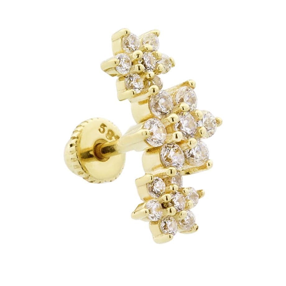 LuxuryPromise 14 Carat Gold Flower Helix/Cartilage Piercing QOHC3