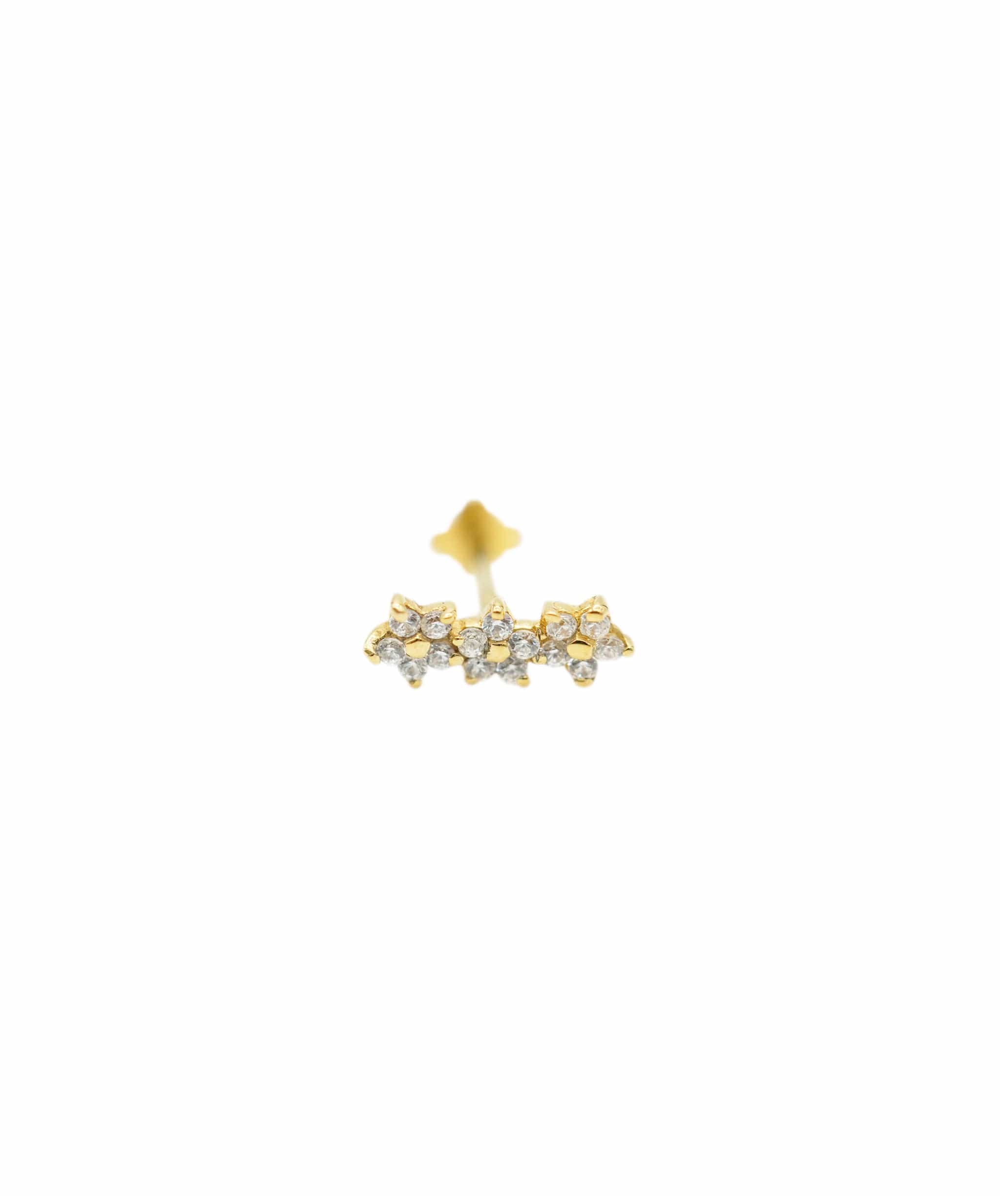 LuxuryPromise 14 Karat Gold Floral 3 Labret Earring QOHC16