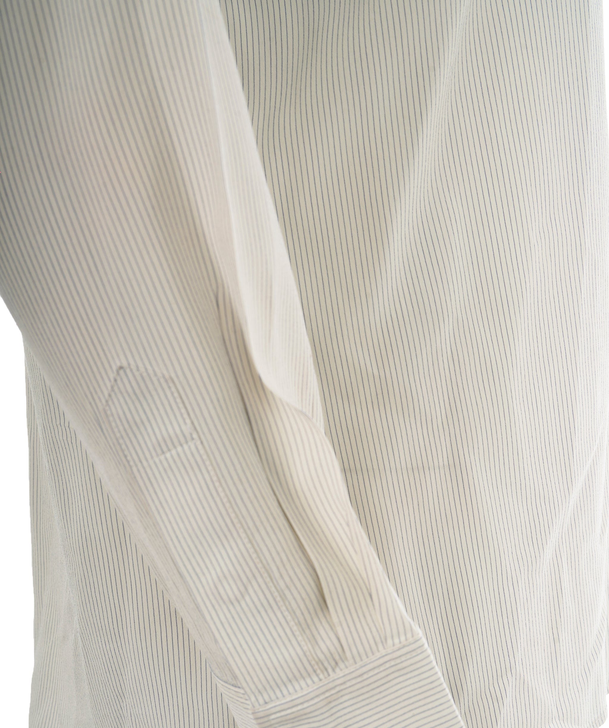 LuxuryPromise Celine White & Blue Striped Silk Frill Collar Triomphe Shirt - FR 42  ALC1969