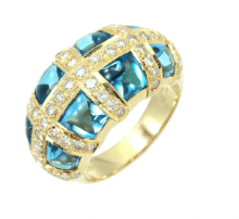 LuxuryPromise Ring - Blue Topaz 5.89ct Diamond 0.84ct YG Size5.75-6(US)