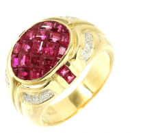 LuxuryPromise Ruby Diamond Ring 18K YG Yellow Gold 750 6.75(US) 90217773