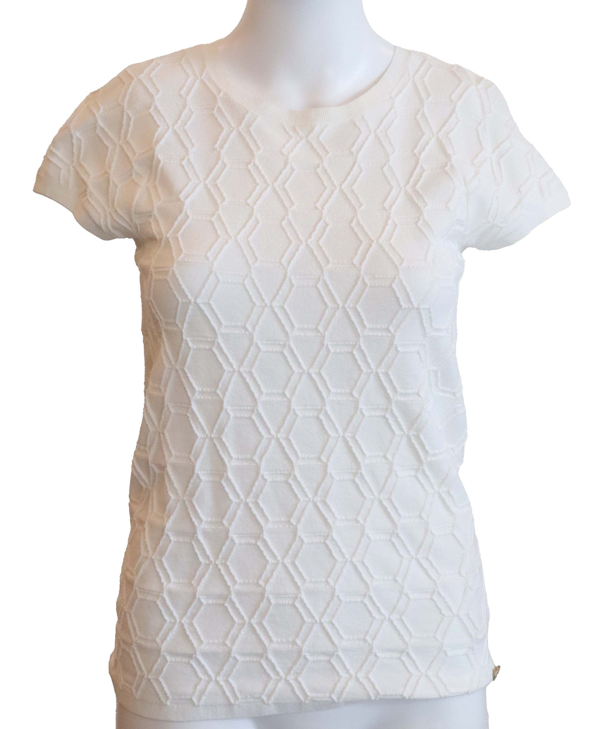 LuxuryPromise CHA NEL 2016 WHITE CREWNECK TOP  NWT. SZ 36