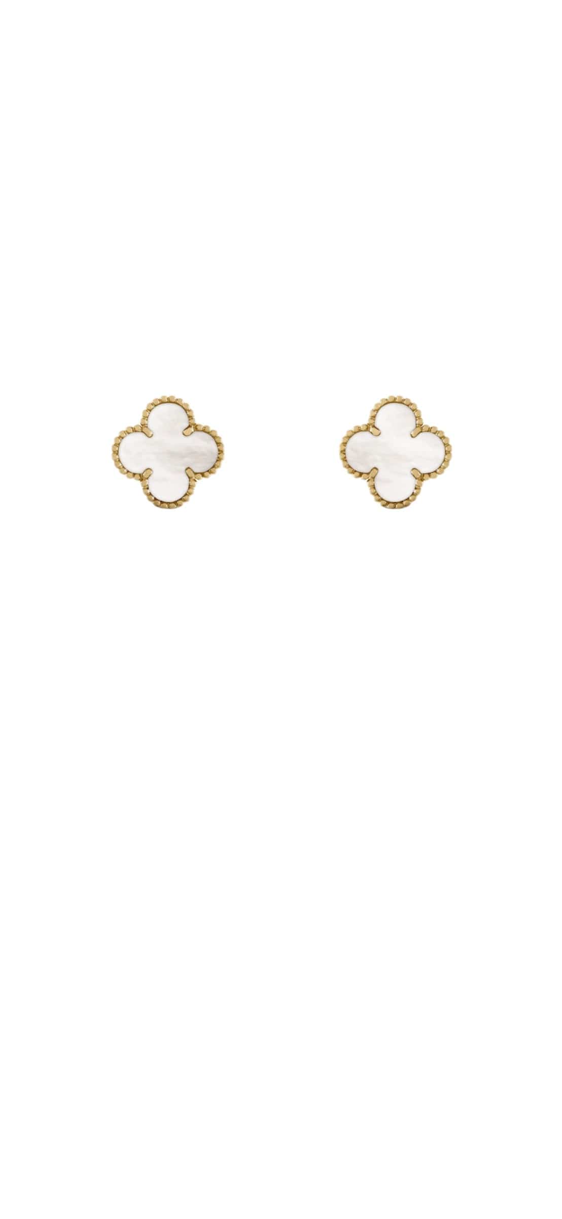 LuxuryPromise VCA White MOP Vintage Alhambra Earrings 18k YG