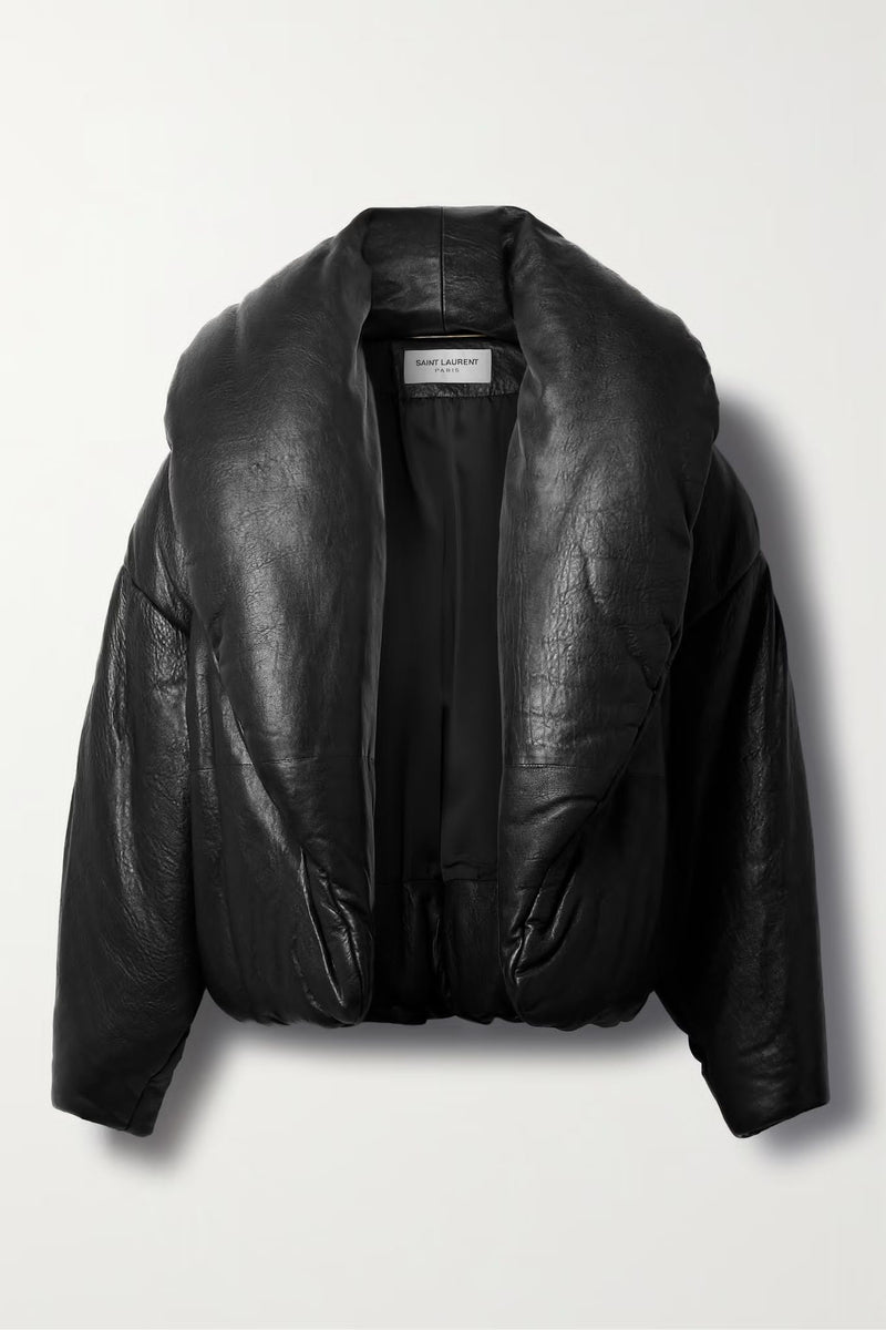 LuxuryPromise Ysl black leather bomber jacket 2023