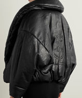 LuxuryPromise Ysl black leather bomber jacket 2023