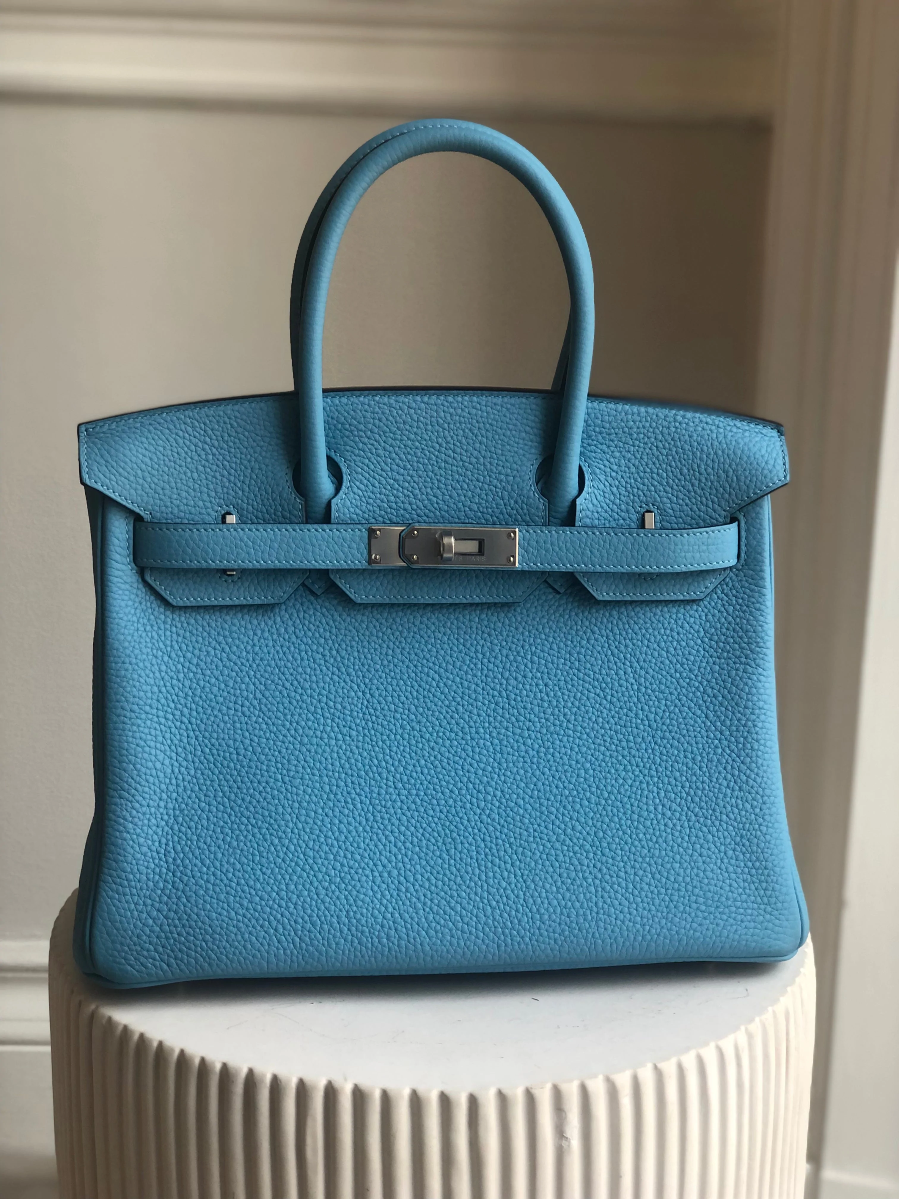 HERMÈS BIRKIN 30CM BLUE DU NORD Togo Leather with Palladium Hardware