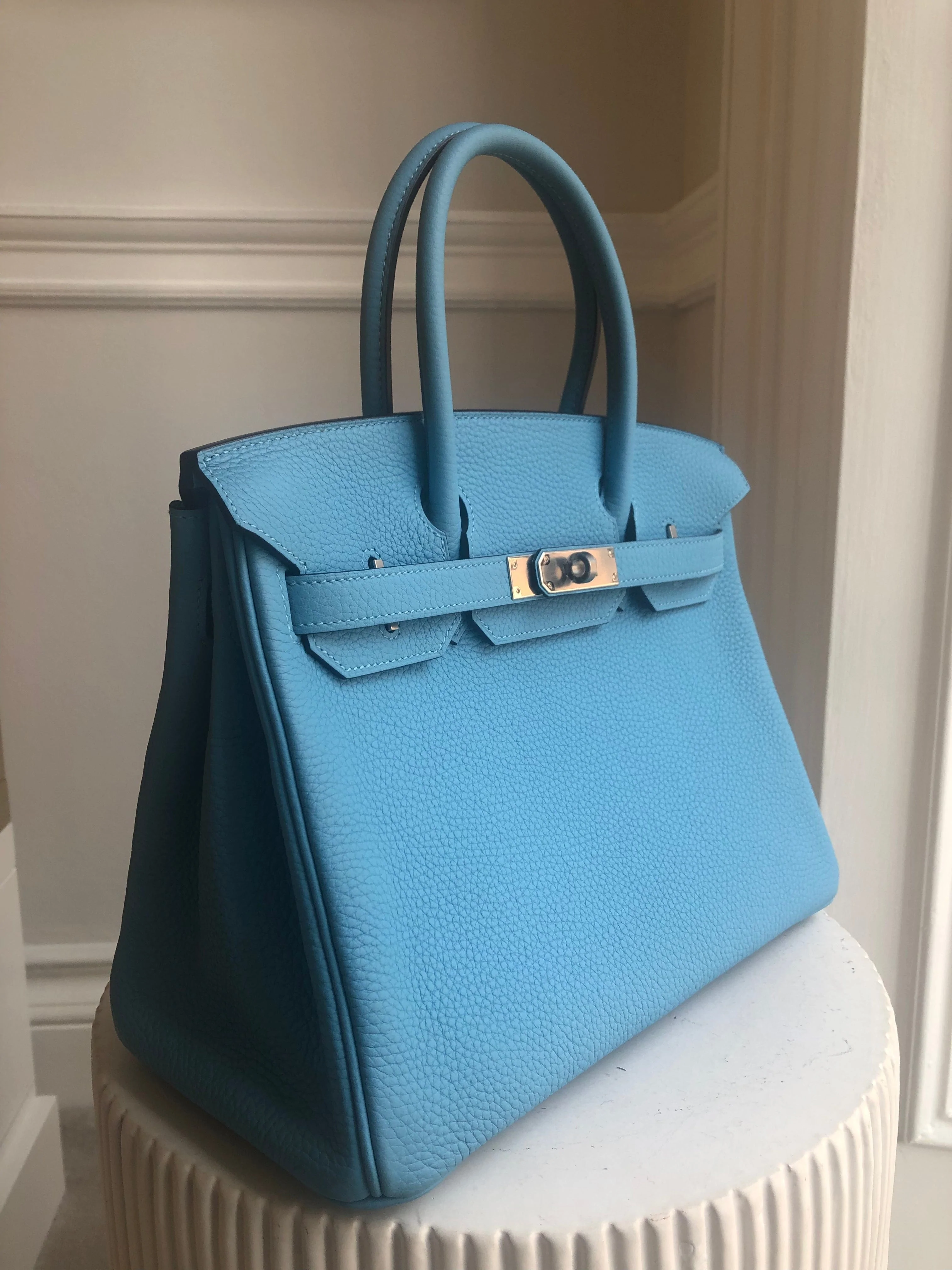 HERMÈS BIRKIN 30CM BLUE DU NORD Togo Leather with Palladium Hardware