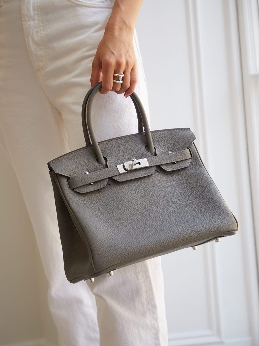 HERMÈS BIRKIN 30CM GRIS MEYER Togo Leather with Palladium Hardware