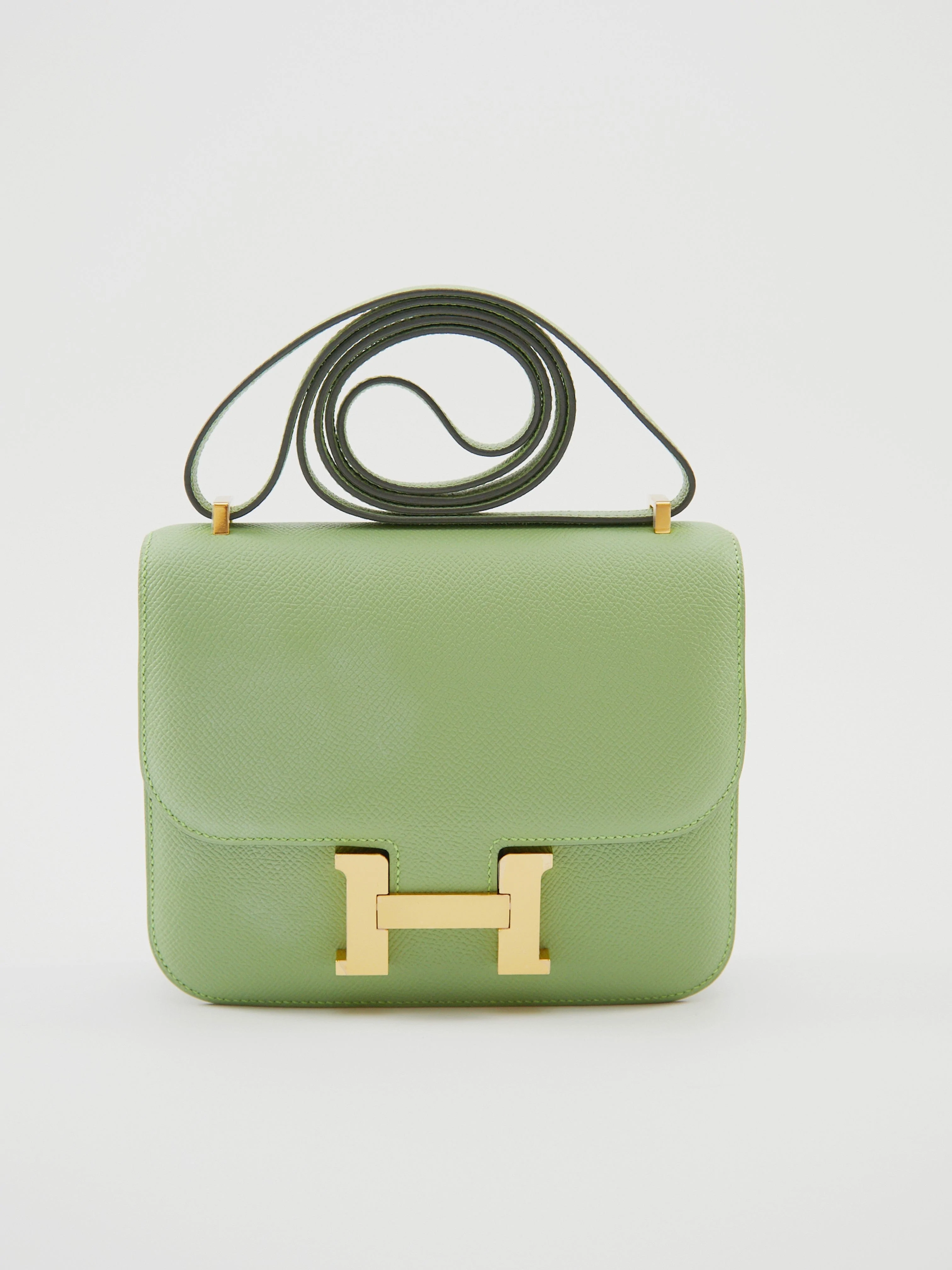 HERMÈS CONSTANCE 18CM VERT CRIQUET Epsom Leather with Gold Hardware