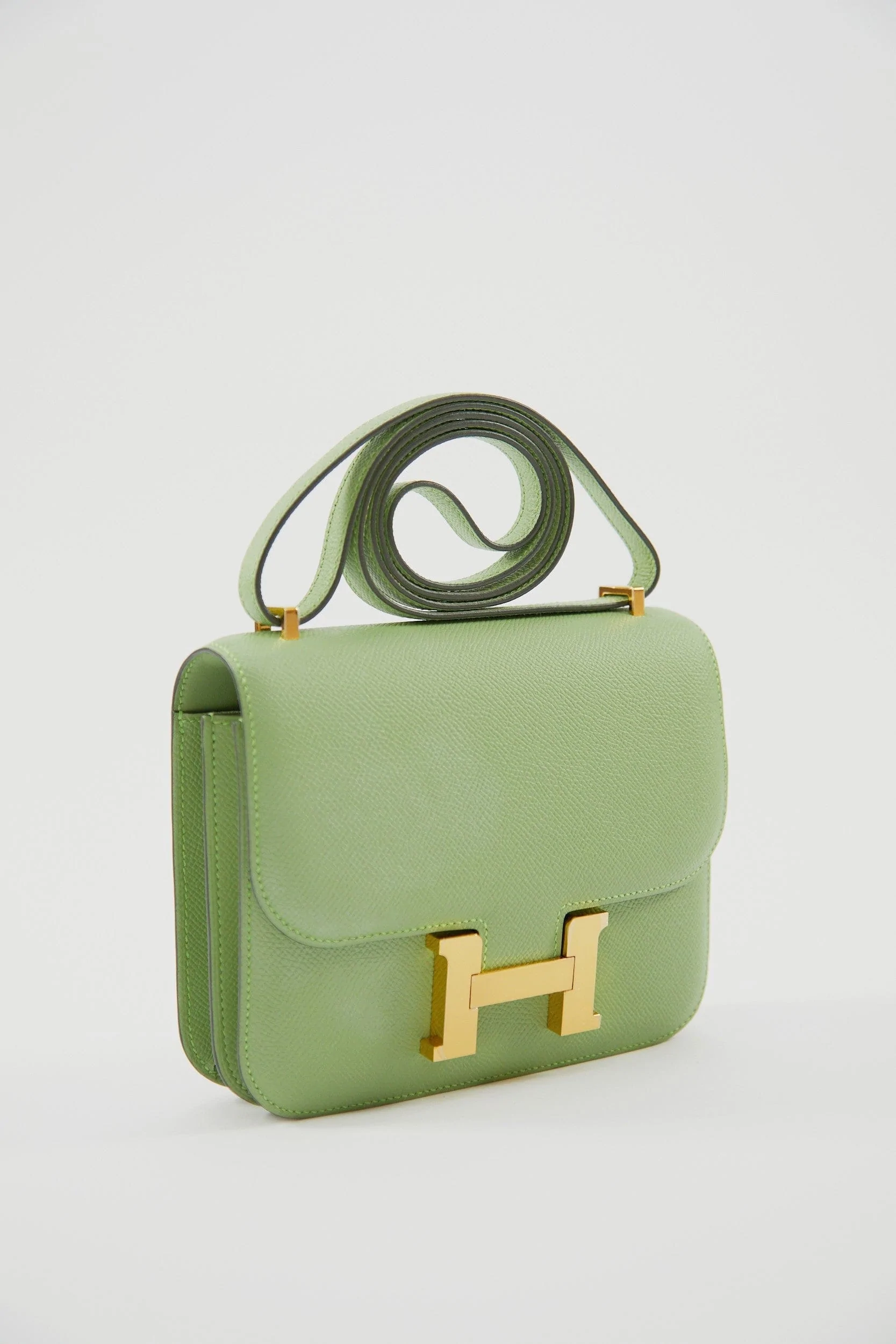 HERMÈS CONSTANCE 18CM VERT CRIQUET Epsom Leather with Gold Hardware