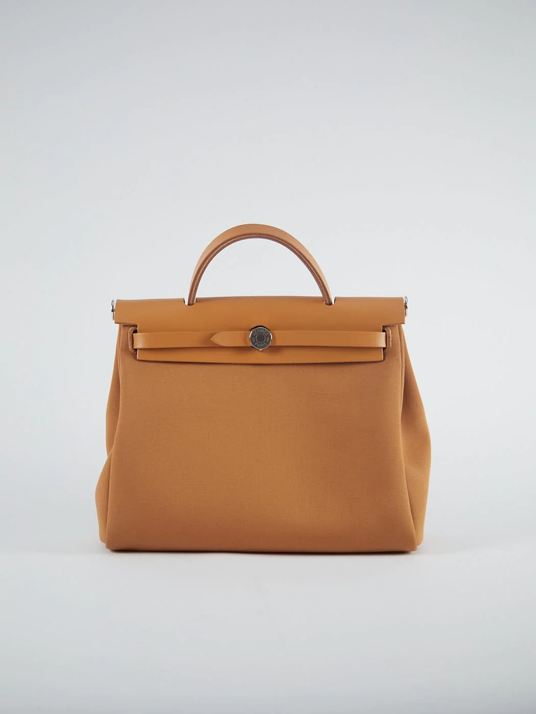 HERMÈS HERBAG 31CM "VERSO" DUNE & ETOUPE Toile & Vache Leather with Palladium Hardware