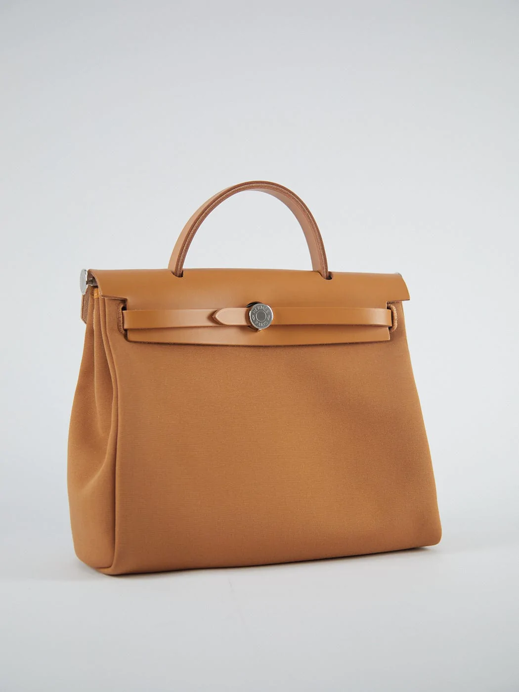 HERMÈS HERBAG 31CM "VERSO" DUNE & ETOUPE Toile & Vache Leather with Palladium Hardware