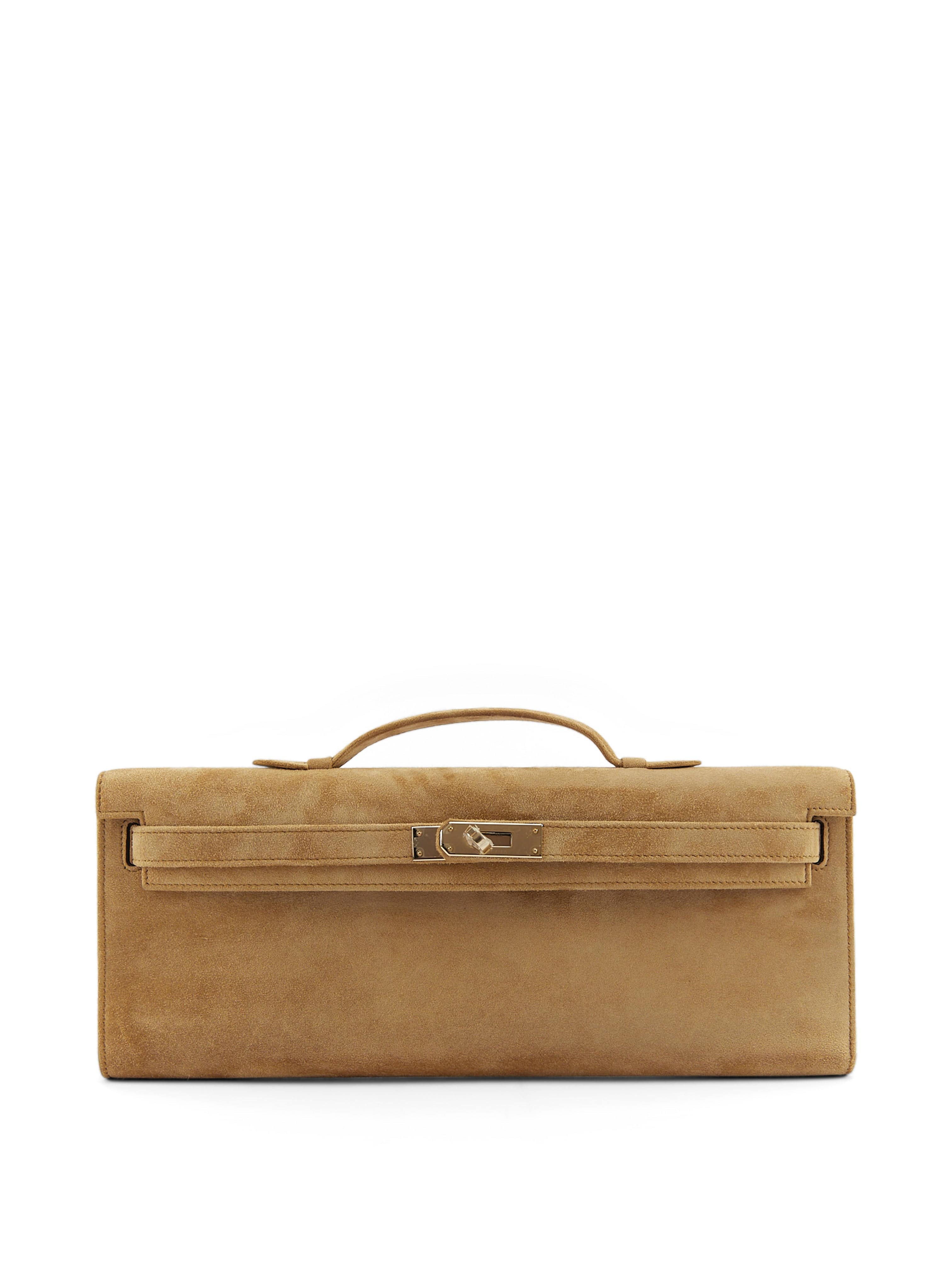 LuxuryVault HERMÈS KELLY CUT OCRE Suede Leather with Permabrass Hardware