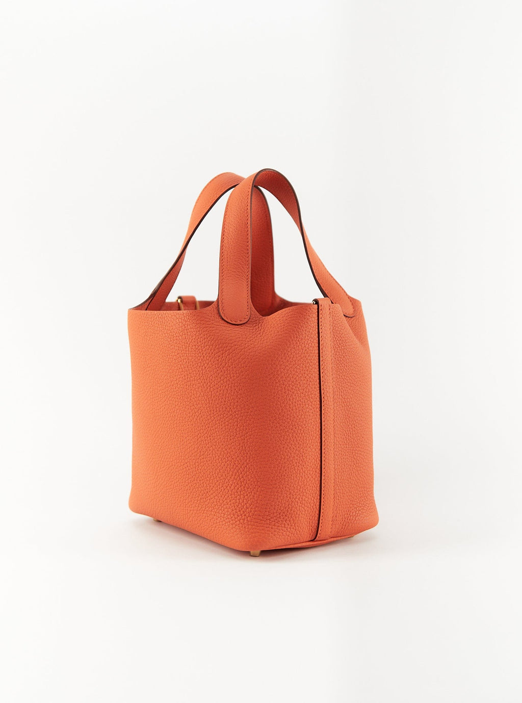 HERMÈS PICOTIN 18CM ORANGE Clemence Leather with Gold Hardware