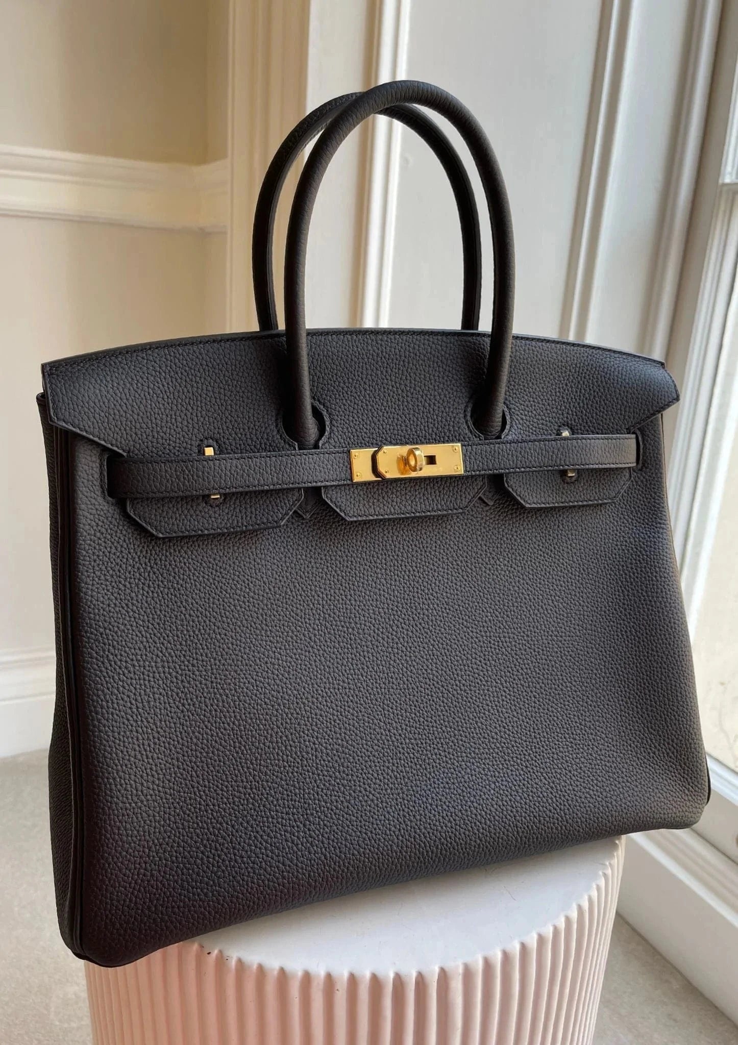 LuxuryVault 35cm Hermès Birkin in Black Togo Leather with Gold Hardware C Stamp -01B35694