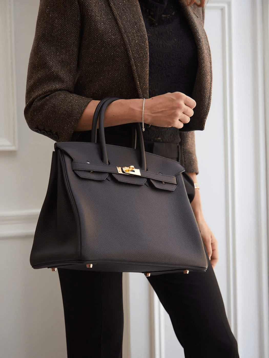 LuxuryVault 35cm Hermès Birkin in Black Togo Leather with Gold Hardware C Stamp -01B35694