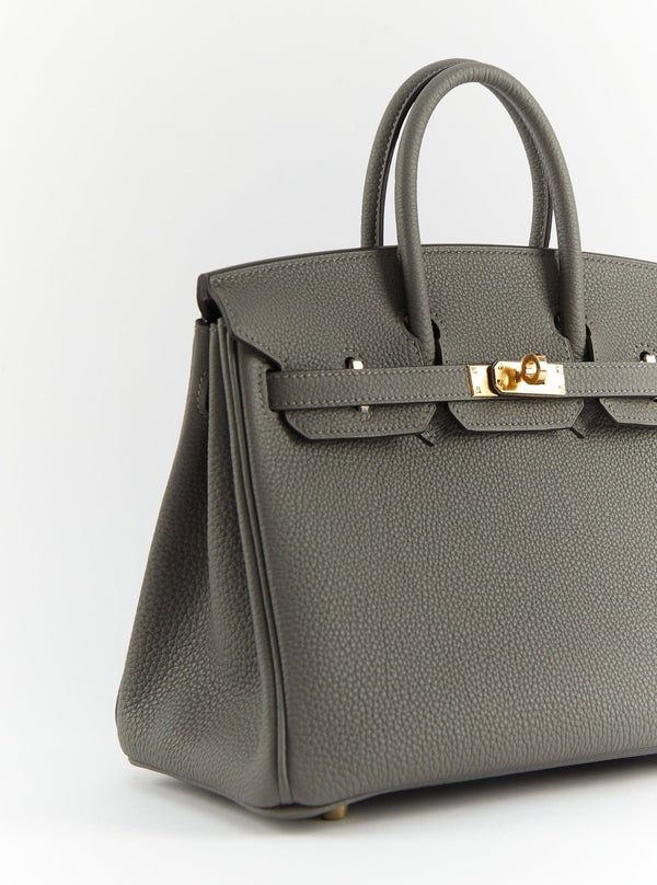 Hermes Birkin 25 Gris Meyer Togo Gold Hardware