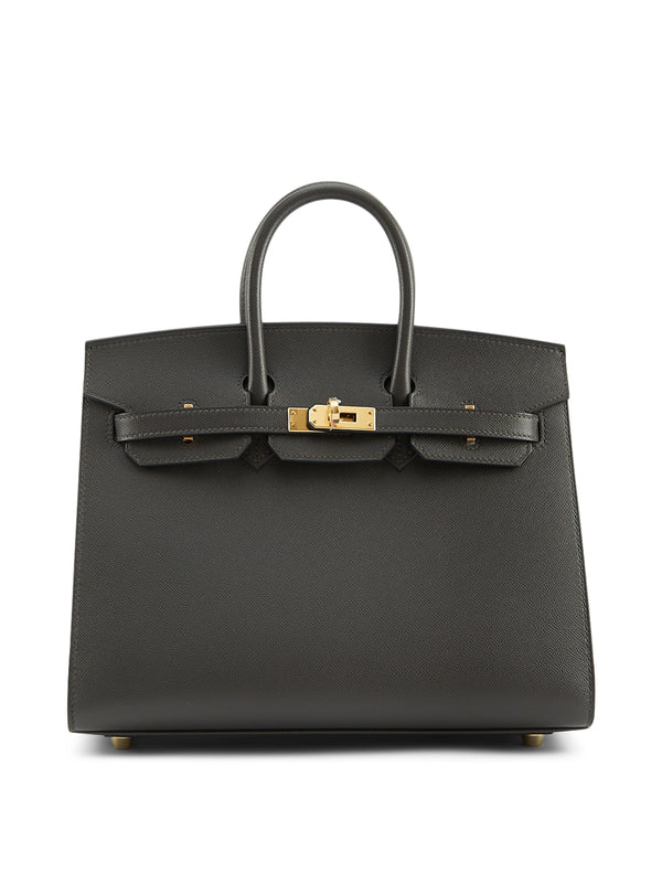 LuxuryVault HERMÈS BIRKIN 25CM SELLIER GRAPHITE Madame Leather with Gold Hardware
