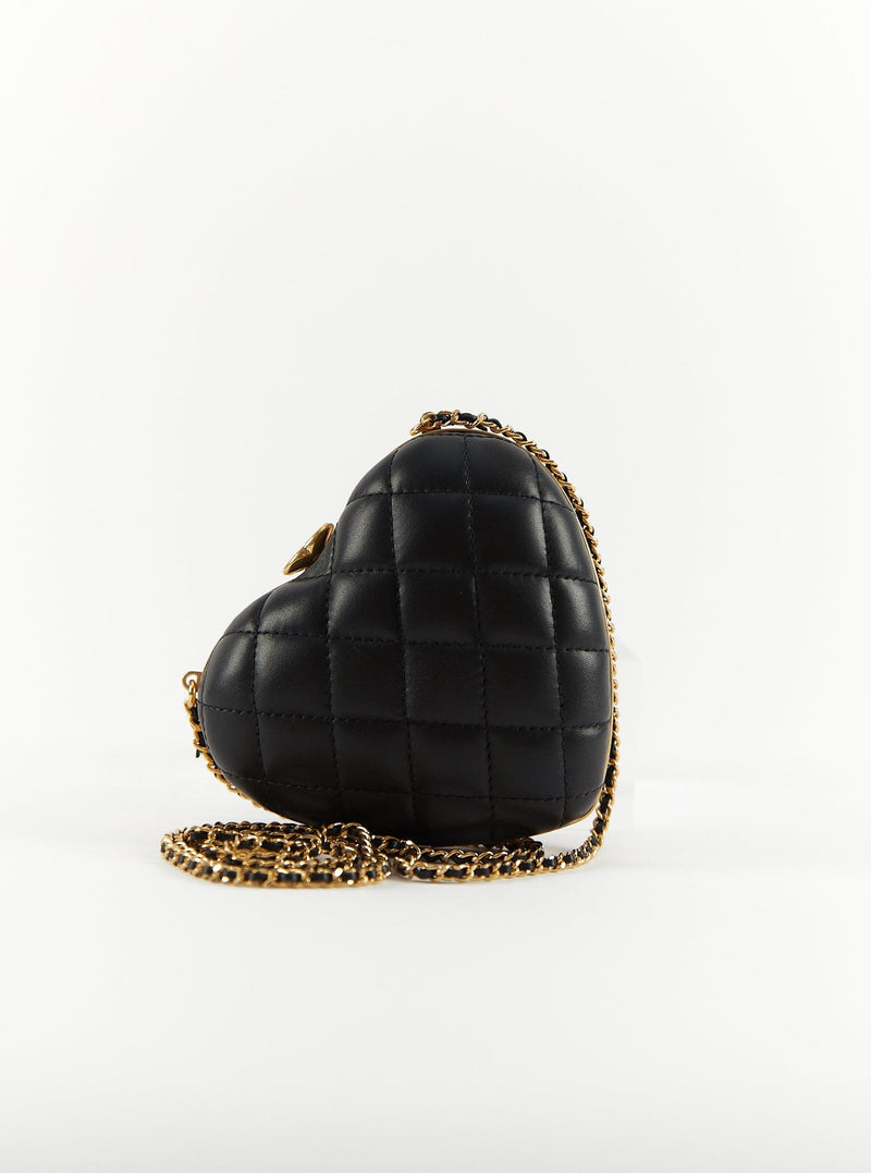 CHANEL HEART MINAUDIERE BAG Black & Gold-Tone Hardware – LuxuryPromise
