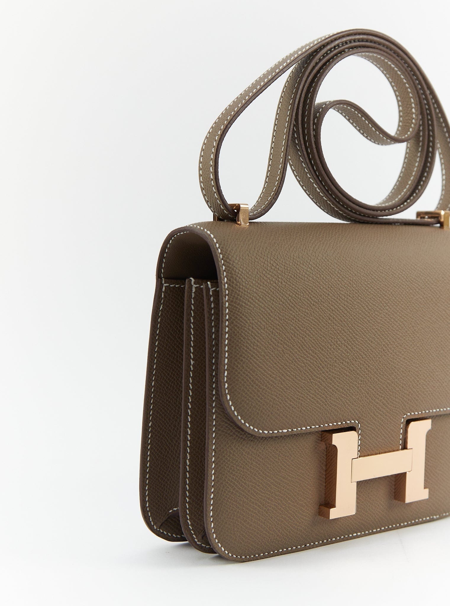 LuxuryVault HERMÈS CONSTANCE 18CM ETOUPE Epsom Leather with Rose Gold Hardware