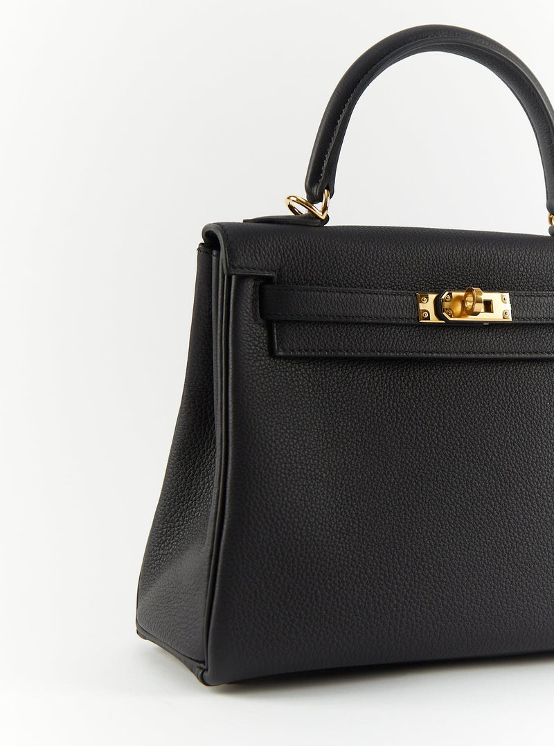 Hermes kelly black gold on sale hardware