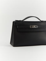 LuxuryVault HERMÈS KELLY POCHETTE BLACK Swift Leather with Palladium Hardware