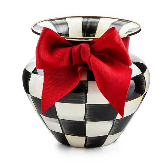 Mac Kenzie-Childs Courtly Check Enamel Large Vase - Red Bow AGC1539