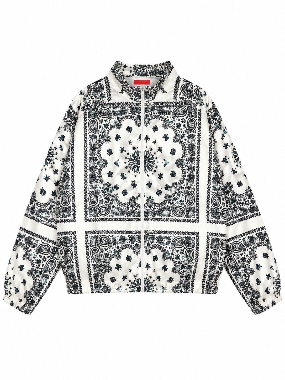 Maison Clad BOMBER CAPE BANDANA WHITE BLACK WAVE SILK MCL12140