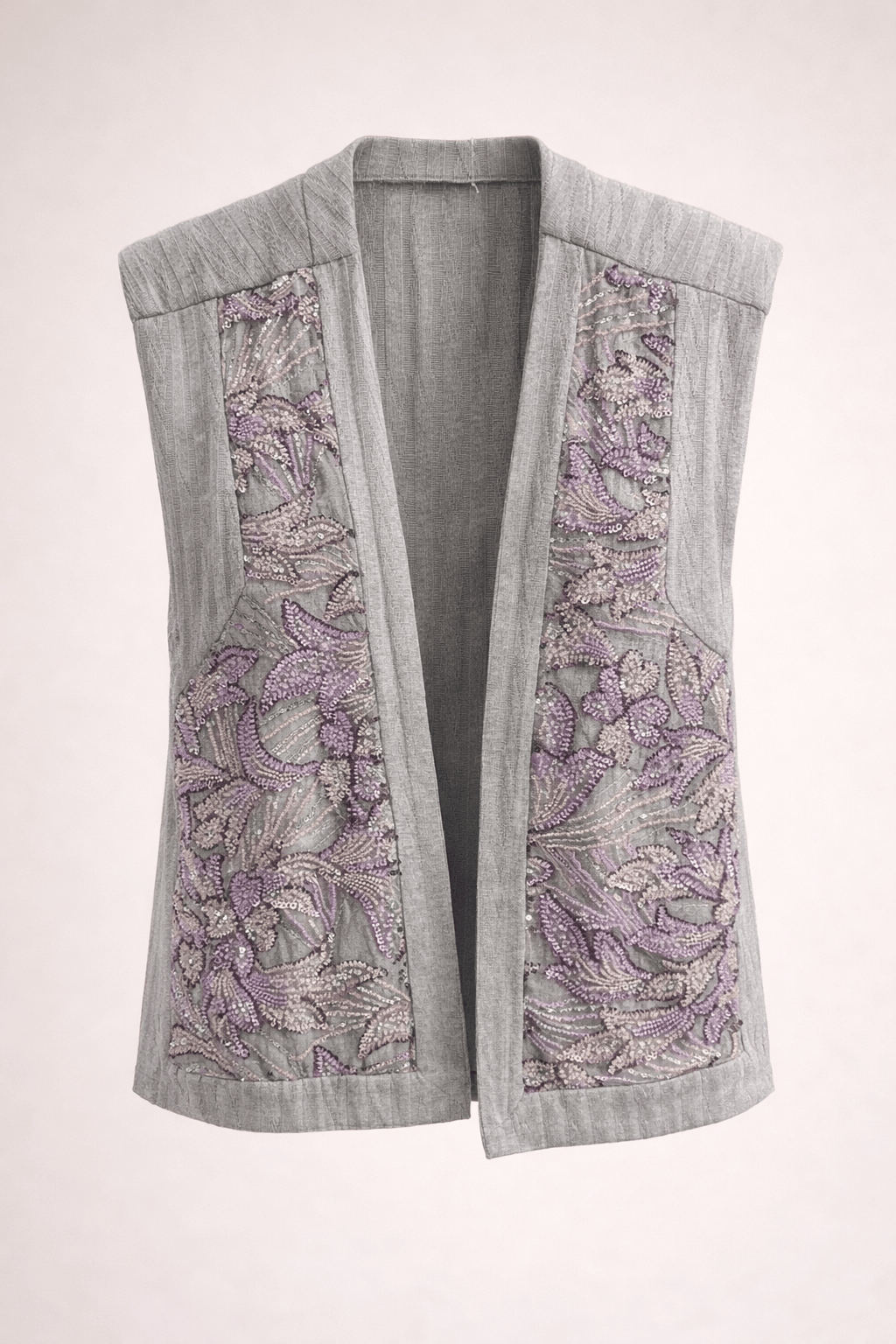 Maison Clad BRAD VEST BEADED LIGHT GREY MCL0043