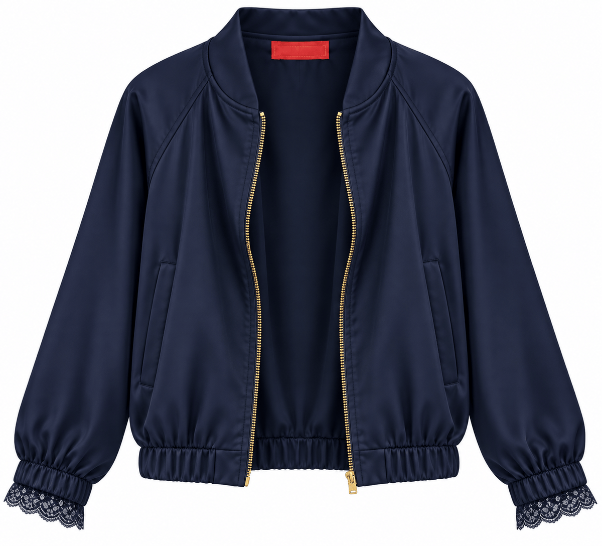 Maison Clad CAPE BOMBER NAVY WITH SLEEVES LACE MCL13444