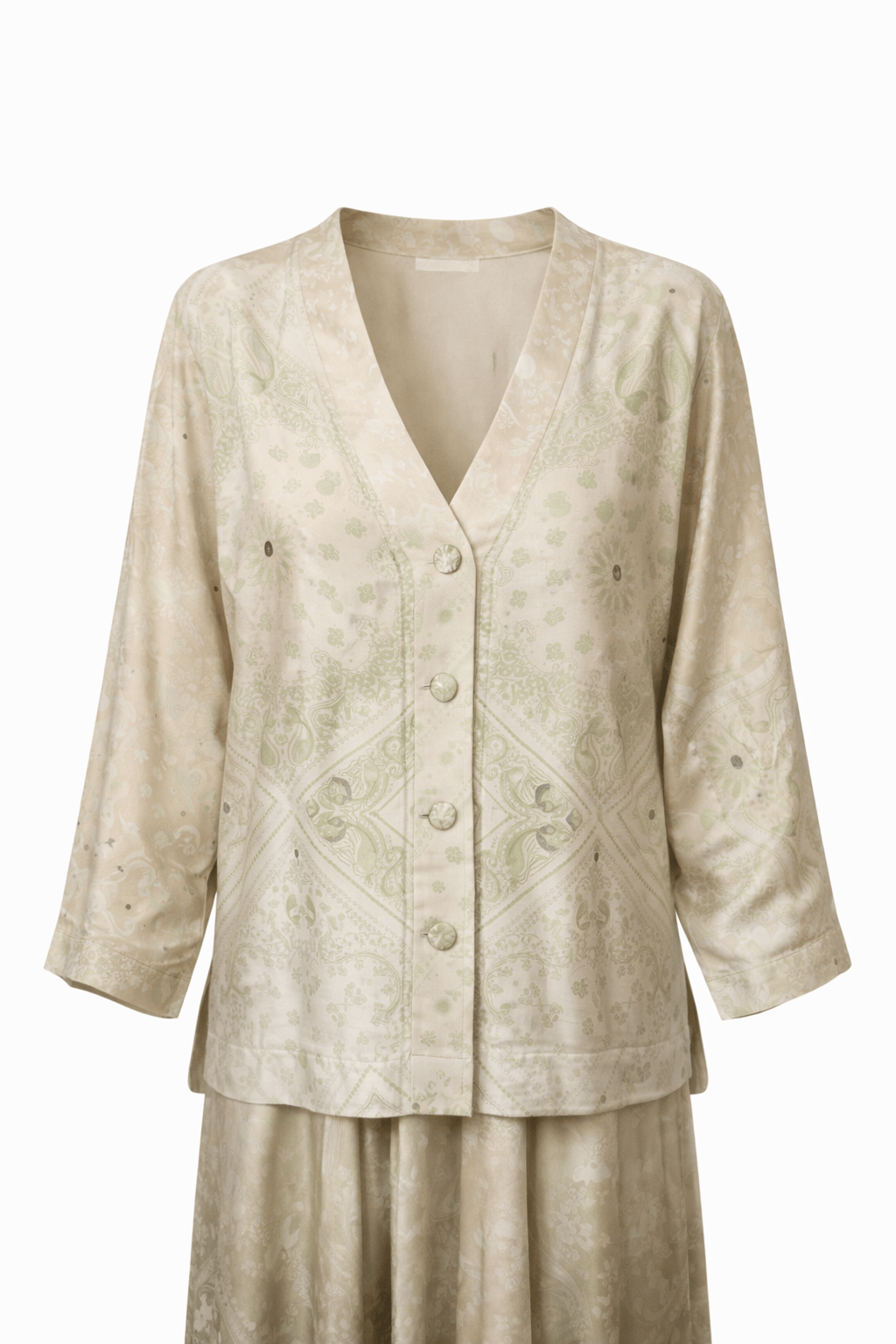 Maison Clad CARDIGAN MARLEY SILK BANDANA OLIVE