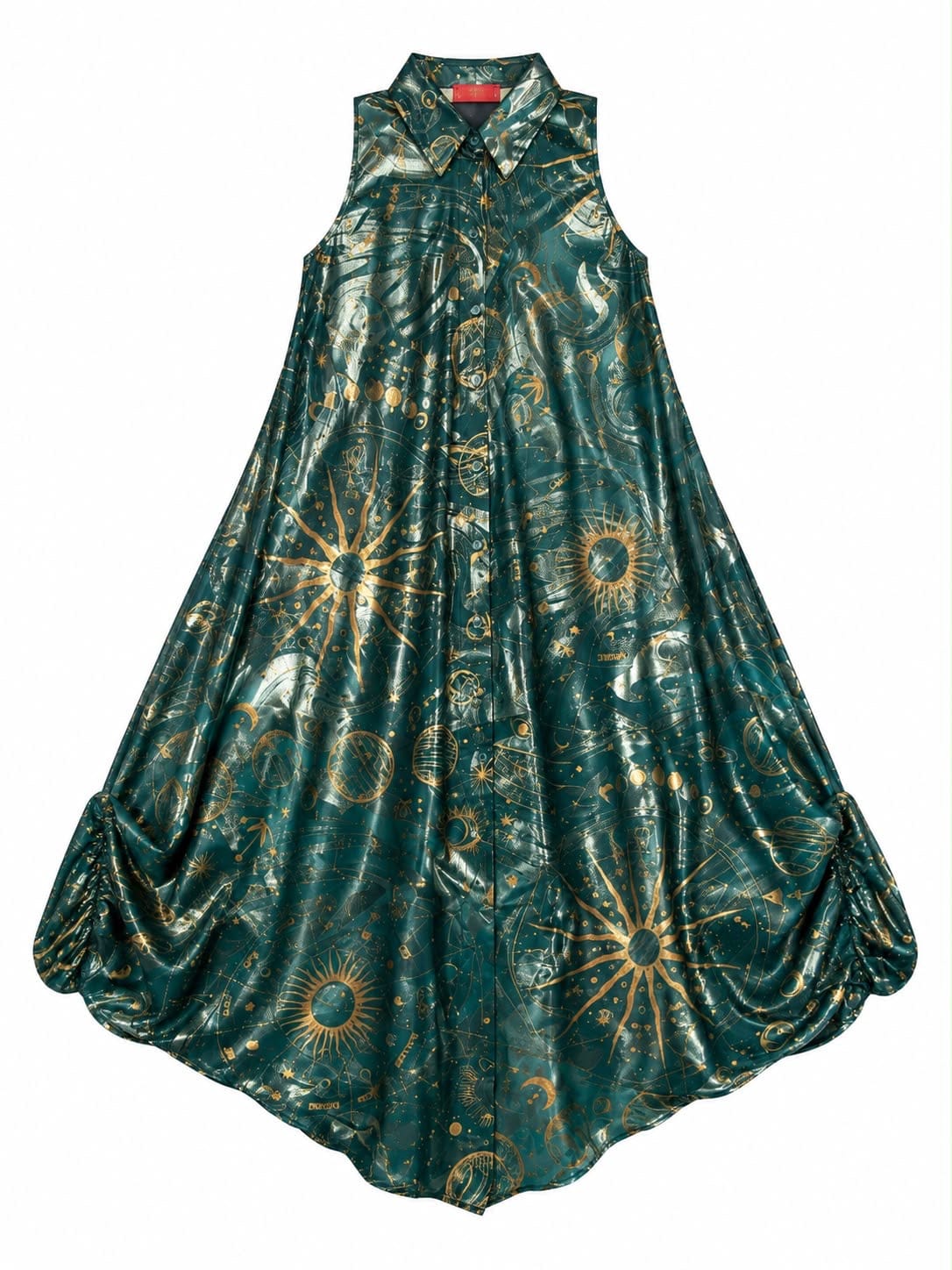 Maison Clad DRESS BANIA WAVE SILK EMERALD MOON MCL12829