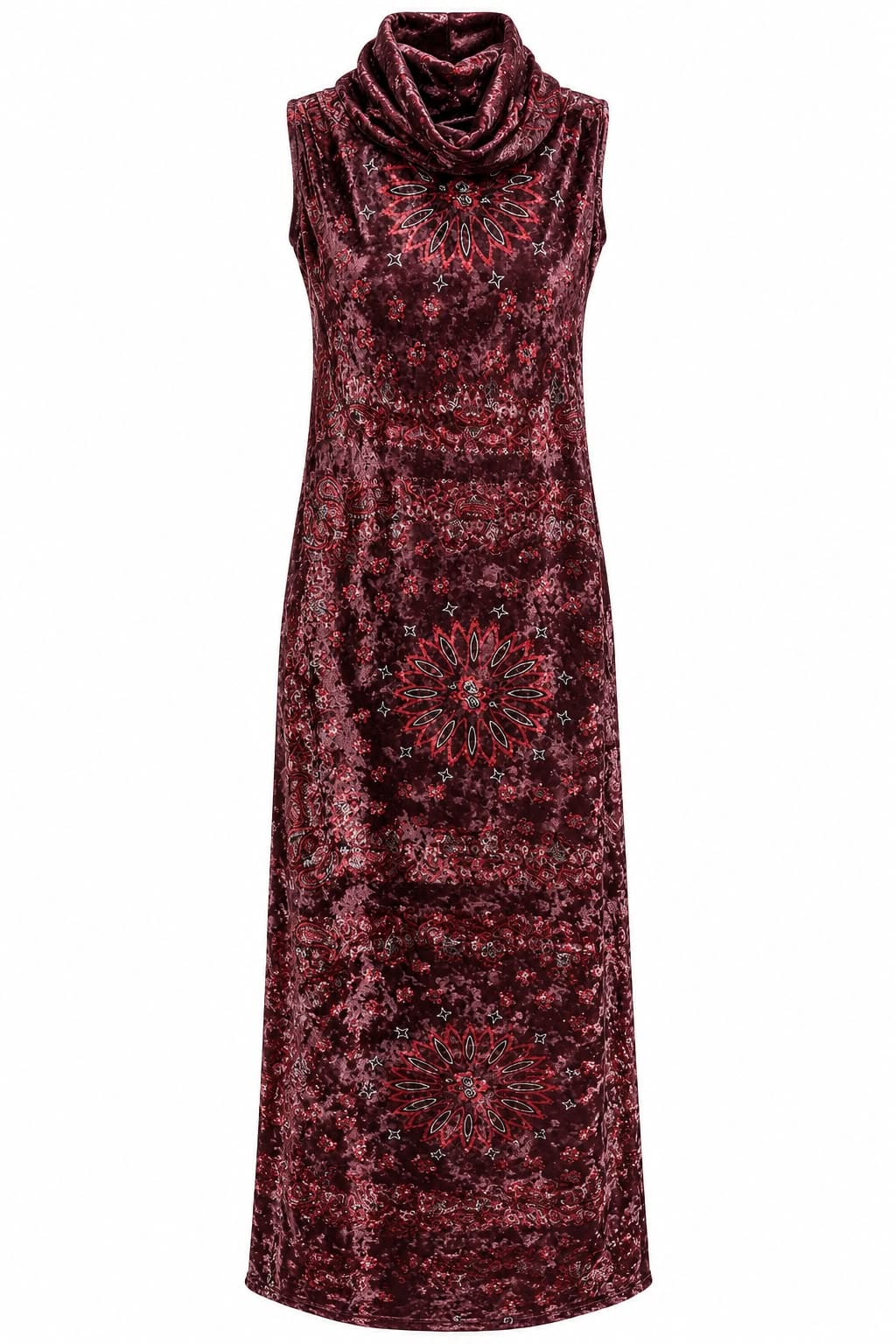 Maison Clad DRESS COSIMA VELVET BANDANA BURGUNDI MCL13534