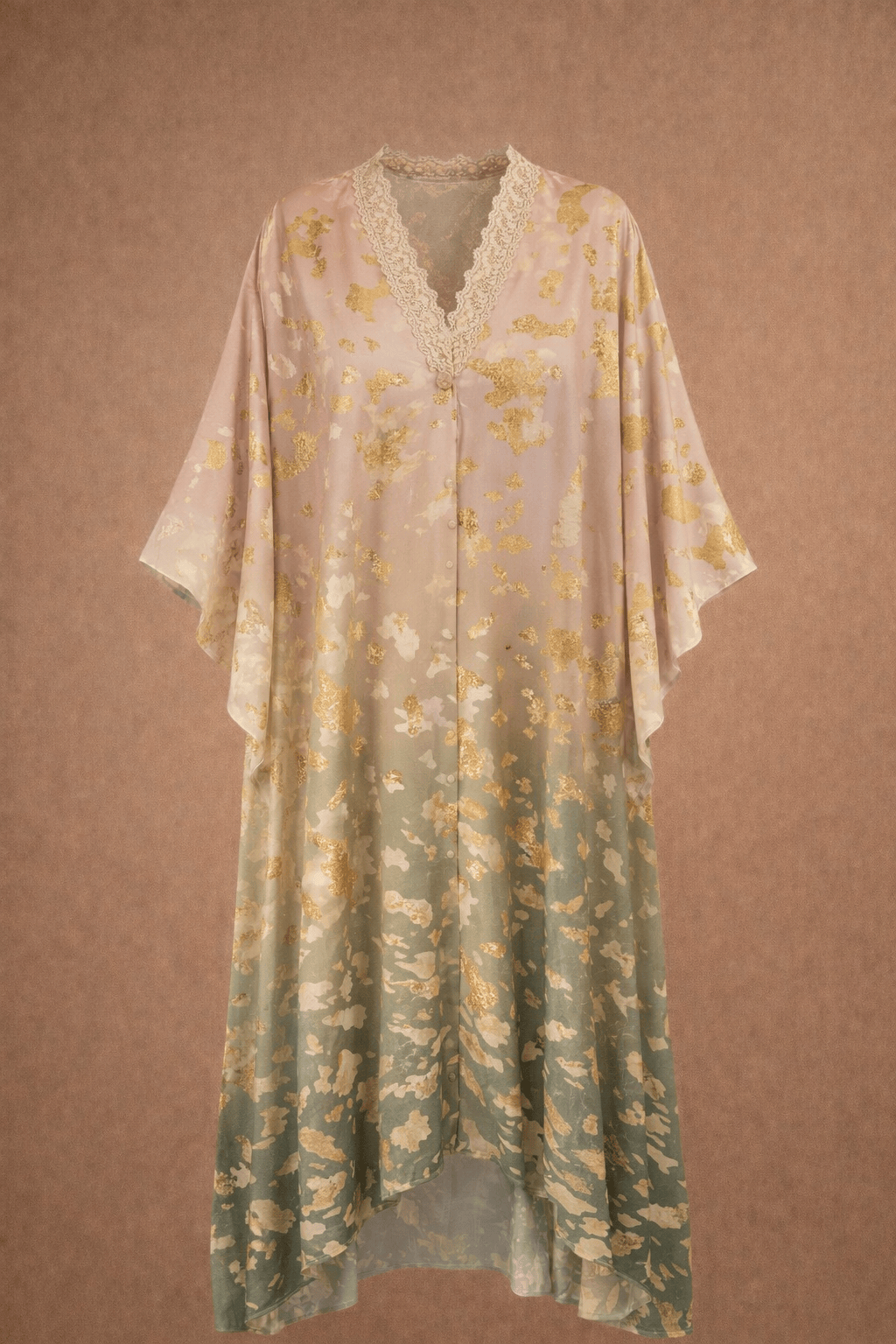 Maison Clad DRESS EVANGELIA KAFTAN COW GOLD WITH LACE DETAIL MCL00265