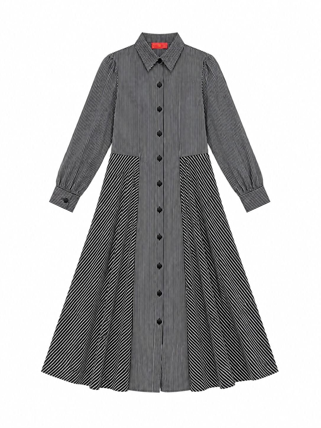 Maison Clad DRESS GARCIA MULTI PINSTRIPES BLACK WHITE MCL11444