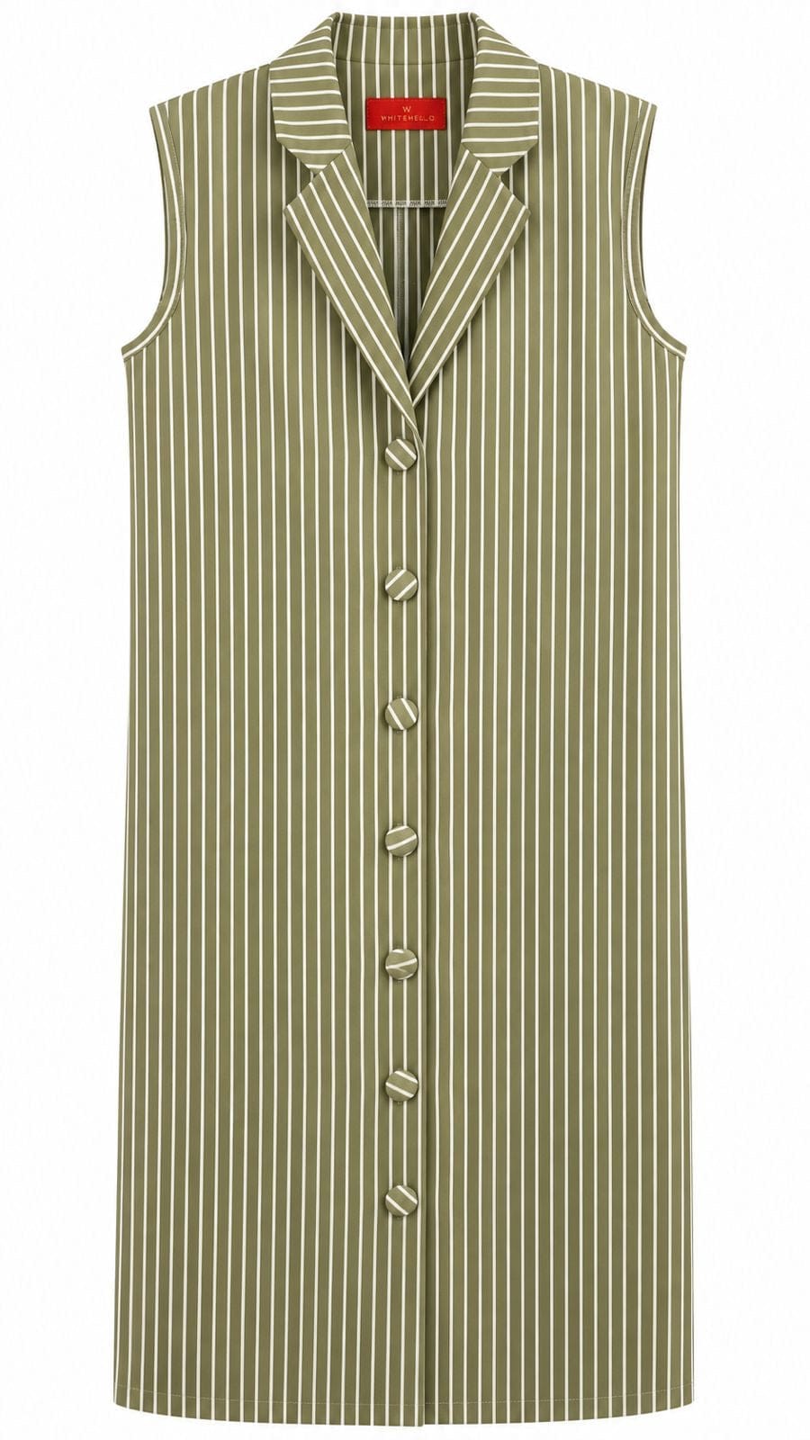 Maison Clad DRESS INES PINSTRIPES OLIVE MCL11396