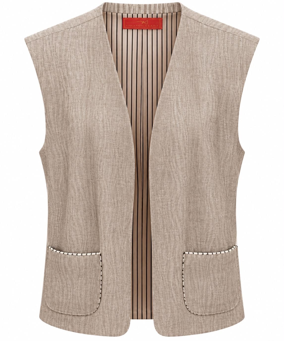 Maison Clad GILET BENY - KNITWEAR  PINSTRIPES LIGHT PINK BROWN  MCL13328