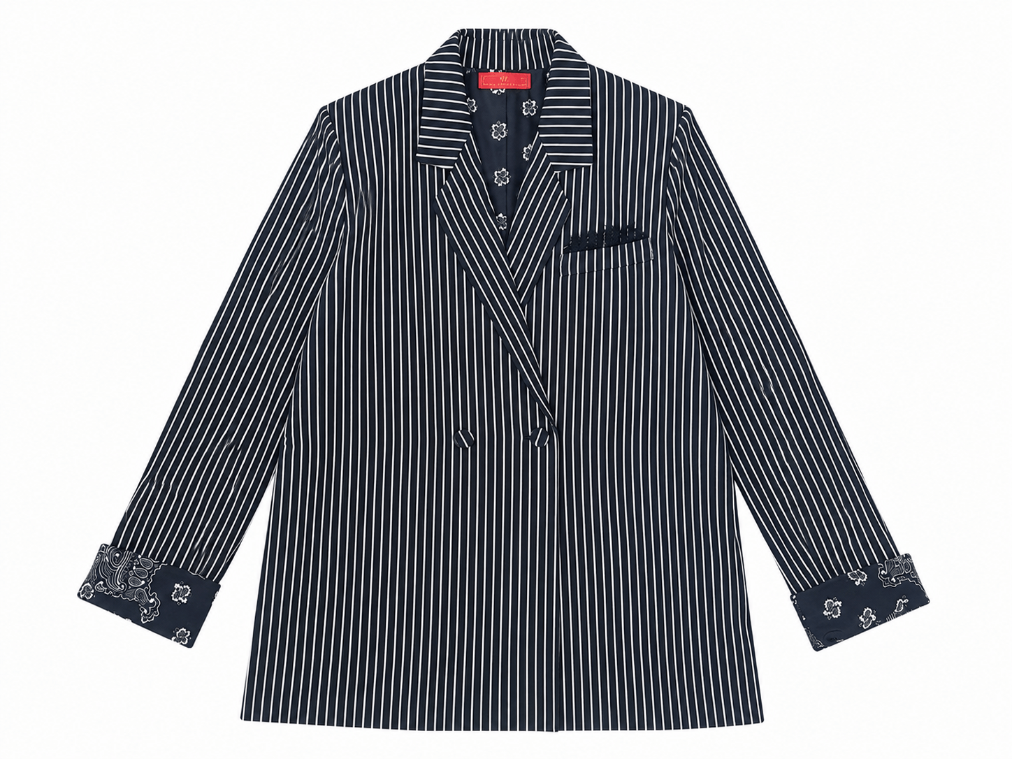 Maison Clad JACKET CREPE JUSTIN STRIPES BANDANA BLACK MCL13099